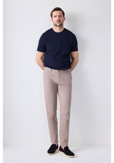 D's Damat Ds Damat Slim Fit Bej Armürlü Yan Beli Lastikli Esnek Likralı Yandan Cepli Chino Pantolon 2HCC3ORT20001 Bej