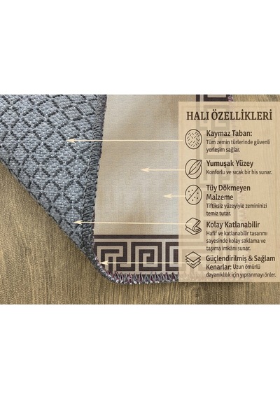 Turkıshrug Kıngdom Bej Ve Siyah Kombinli Şönil Pamuk Halı Düşük Devir Yıkanabilir Çok Renkli