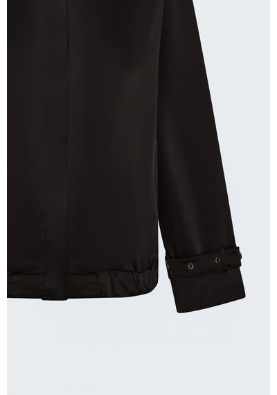 Sateen Saten Bomber Ceket - Kahve-137897 Kahverengi