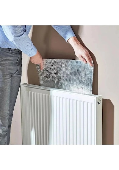 3 Adet Petek Radyatör Arkası Folyo Plaka Kalorifer Arkalığı Alüminyum Isı Yalıtım Folyosu 100x50 Cm