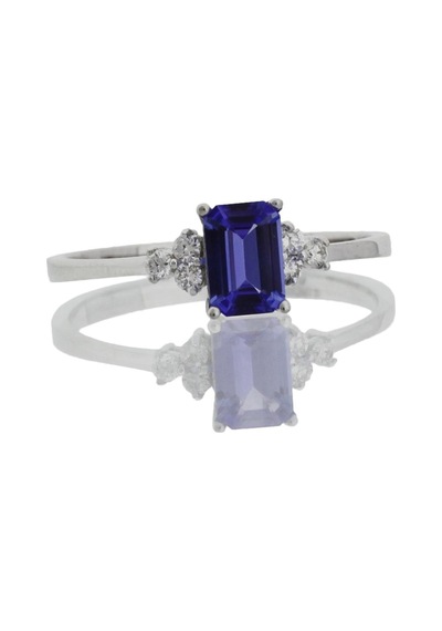 Pırlanta Tektaş Tanzanite Yüzük Beyaz