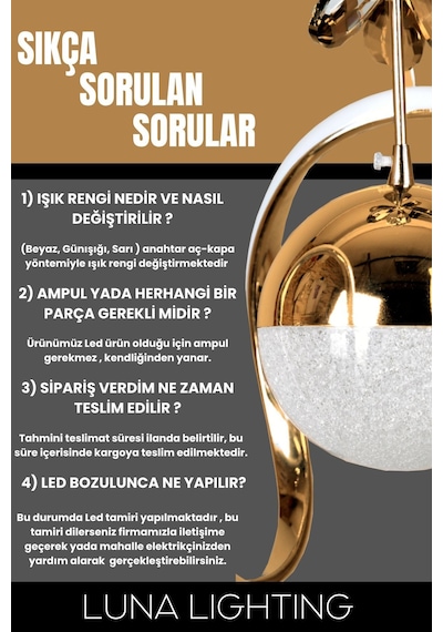 Clasy Model Gold Kaplama 3 Renk Metal Salon Mutfak Oturma Yatak Odası Modern Led Sarkıt Avize Gold