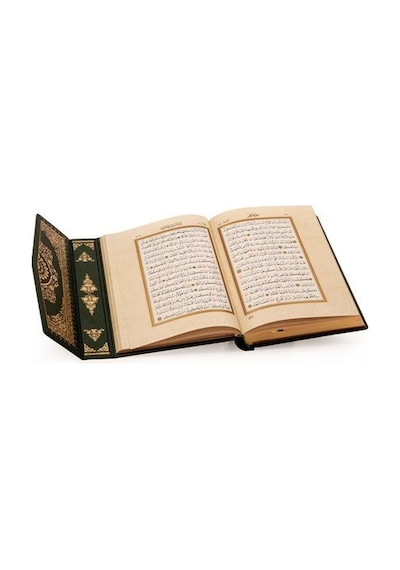 Kuran-ı Kerim Hamit Aytaç Hattı, Yaldızlı Orta Boy Termo Flok Cilt (Yeşil-1367)