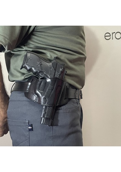Erolav Kilitsiz Kelebek Universal 9mm Uyumlu Dış Taşıma Deri Kılıf Siyah