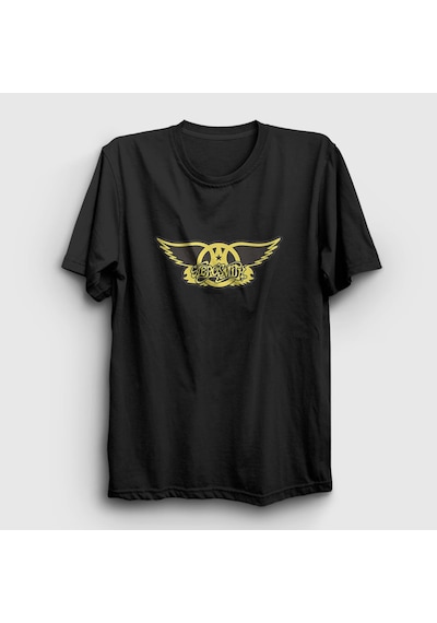 Presmono Unisex Yellow Aerosmith T-shirt Siyah