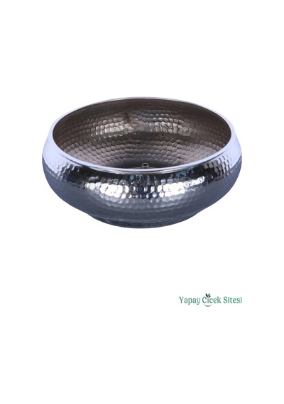 Yapay Çiçek Sitesi Metal Dekoratif Darbeli Ufo Model Saksı 11 Cm Gümüş Gümüş