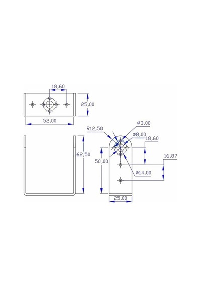 Uzun U Servo Motor Metal Montaj Parçası Braket Mg995 Mg996r S3003 Td-8120mg Alüminyum Tutucu Robot