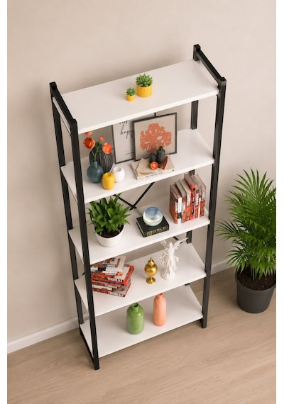 Reyo Falez Dekoratif 5 Raflı Kitaplık Geniş Metal Kitaplık Dosya Rafı Ofis Salon Raf 180x66 Beyaz Reyo Falez Dekoratif 5 Raflı Kitaplık Geniş Metal Kitaplık Dosya Rafı Ofis Salon Raf 180x66 Beyaz