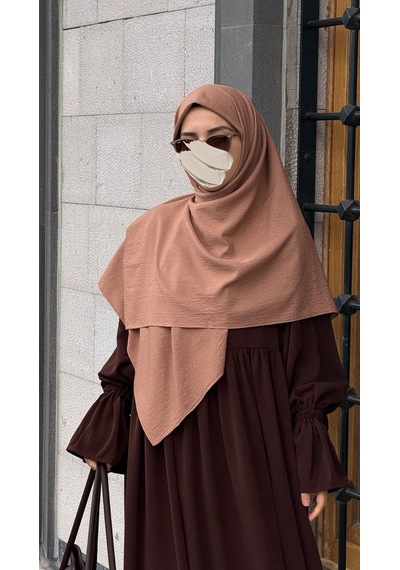 Qalortex Scarf Premium Jakarlı Hüma Büyük Boy Eşarp -vizon