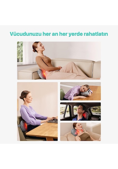 Skg T1-2 Pro Masaj Yastığı, Termoterapi-ısı Terapisi, Bel, Kalça, Sırt, Omuz Boyun Masaj Aleti Gri