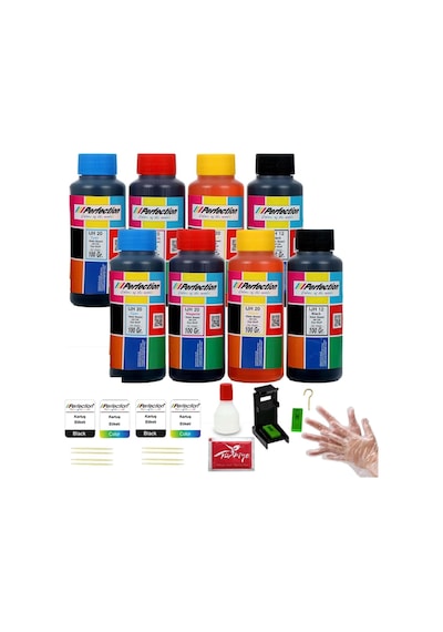 Canon Uyumlu E3640 Pg-46 Cl-56 Kartuş Uyumlu Dolum Seti 8x100 Gr. Aparatlı+solüsyonlu