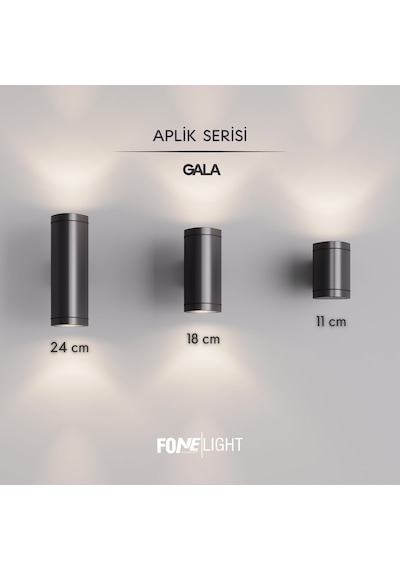 FoneLight Gala 24 cm Çift Yönlü LED Duvar Apliği Antrasit Alüminyum IP65 Dış Mekan Bahçe Aydınlatması 9W 3000K