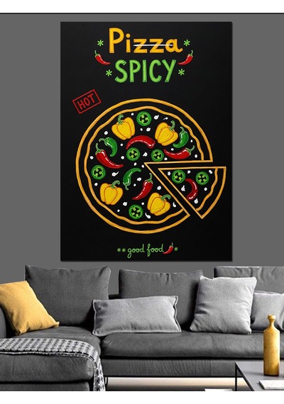 Karizma Tablo Acı Baharatlı Pizza Posteri Dekoratif Kanvas - Mdf Ahşap Tablo