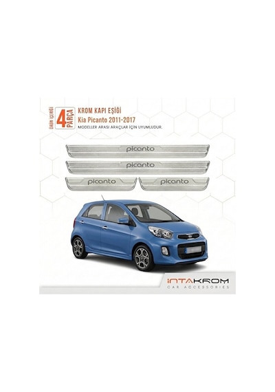 Kia Picanto 2011-2017 Uyumlu Satine Krom Kapı Koruma Eşiği 4 Parç