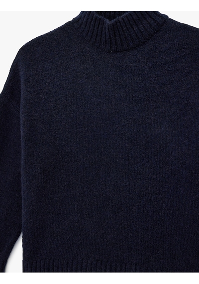 Koton Dik Yaka Uzun Kollu Oversize Triko Kazak Lacivert 6sak90091ht Lacivert