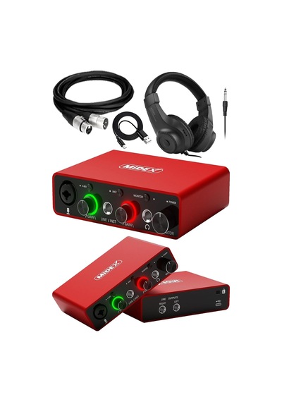 Glx-700rd-h Üst Segment Usb Stüdyo Ses Kartı 2 Giriş 2 Çıkış 24bit/192khz Kulaklık Ve Kablo Dahil