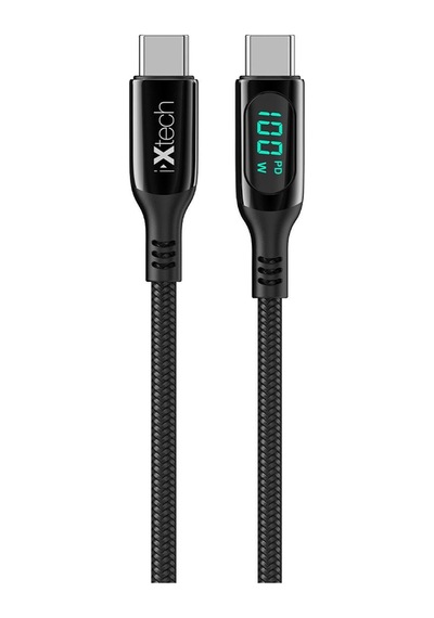 Ixtech Ix-uc019 Pd 100w Type-c To Type-c Şarj Kablosu Dijital Göstergeli, Hızlı Şarj & Veri Transferi