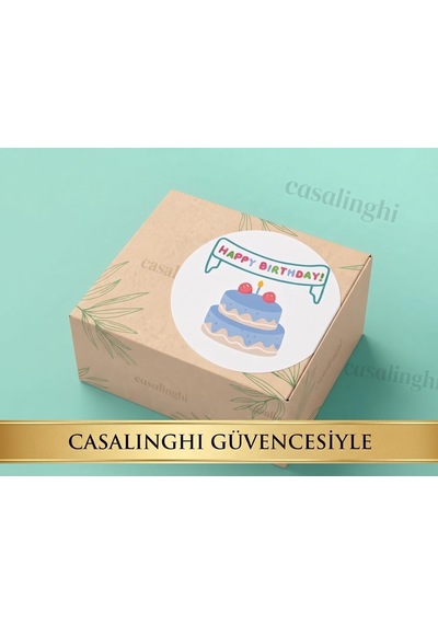 Lexroo Doğum Günün Kutlu Olsun Etiket 40 Adet Yuvarlak Mat Doğum Günü Etiket 4 Cm Ambalaj Parti Kraft