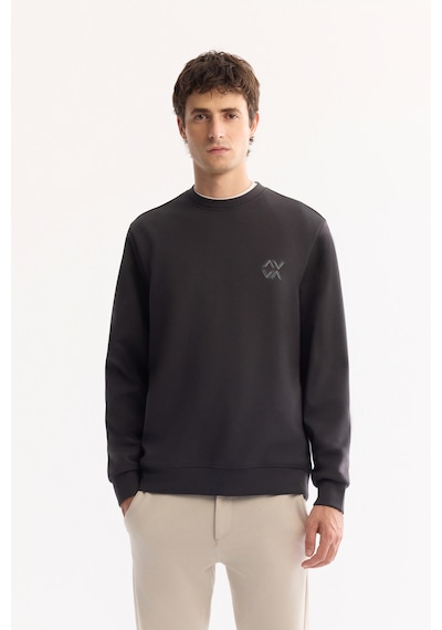 Avva Erkek Antrasit Bisiklet Yaka Pamuklu Bi-stretch Basic Regular Fit Sweatshirt A52y1328