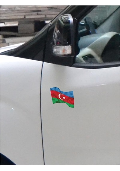 Azerbaycan Dalgalı Bayrak Etiket 10 X 9 Cm