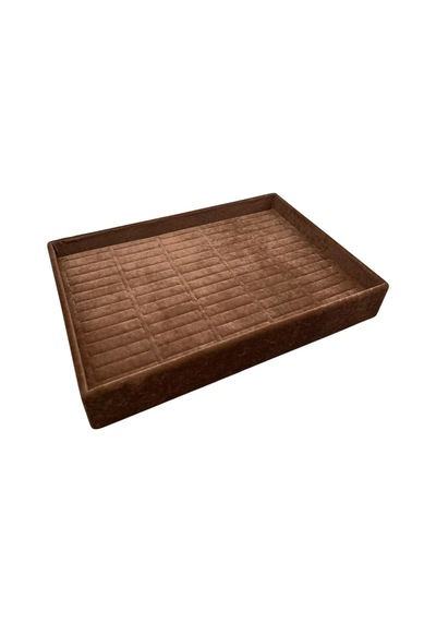 Yerli Üretim Süet Kumaş Kahve Renk 34/24 Cm Batırmalı Çekmeçe İçi Bileklik Kelepçe Tablası Çok Renkli