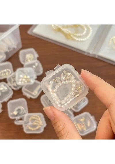 10 Adet Mini Şeffaf Plastik Altın Takı Mücevher Kolye Yüzük Küpe Saklama Kutusu Plastik 35 X 35 Çok Diğer