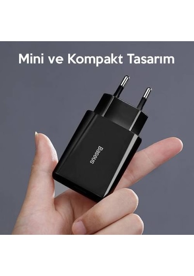 Baseus Akıllı Şarj 18W PD Type-C Hızlı Şarj Adaptörü, Uyumlu MacBook Pro,Android ve iOS