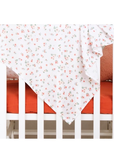 Organik Pamuk, Çiçek Desenli Müslin Bebek Örtüsü