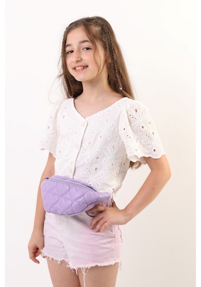 İcone Bag Icone Çocuk Kalp Kapitone Detaylı Bel Çantası Lila