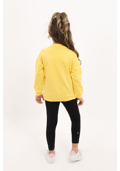Toontoy Kids Toontoy Kız Çocuk 2'li Takım Baskılı Bisiklet Yaka Düşük Omuz Sweatshirt & Basic Düz Tayt Sarı Toontoy Kids Toontoy Kız Çocuk 2'li Takım Baskılı Bisiklet Yaka Düşük Omuz Sweatshirt & Basic Düz Tayt Sarı