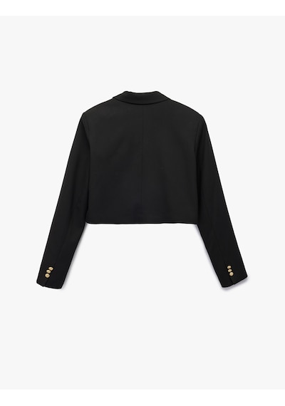 Koton Uzun Kollu Kruvaze Düğmeli Crop Blazer Ceket Siyah 6sak50023pw Siyah