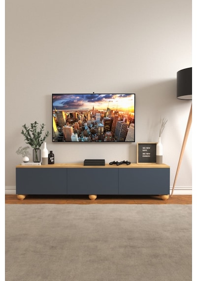 B3 Concept Nort Serisi Antrasit Safir Meşe 3 Kapaklı Tv Ünitesi