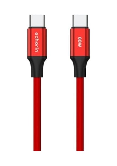 Usb C&apos Den Usb C&apos Ye 60w, 2.4a, 1m, Pd 2.0, Çift Kat Örgülü Hızlı Şarj Ve Data Kablosu Kırmızı, 1 Metre