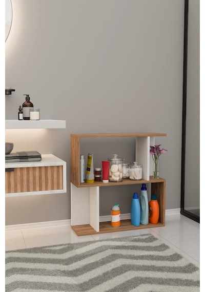 Belek 2 Raflı Banyo Rafı Çok Amaçlı Kitaplık Rafı Dekoratif Raf Beyaz-meşe Beyaz-meşe