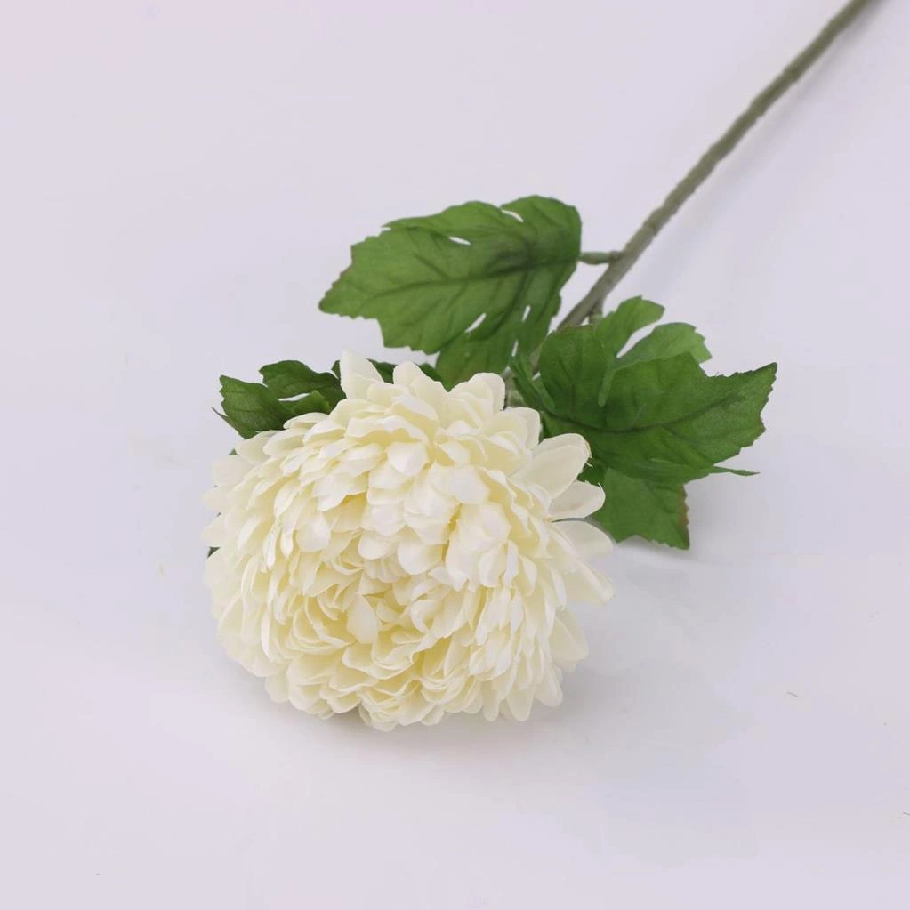 Yapay Çiçek Krizantem Beyaz 90cm Tek Dal Kumaş Çiçek Uzun Dal Beyaz