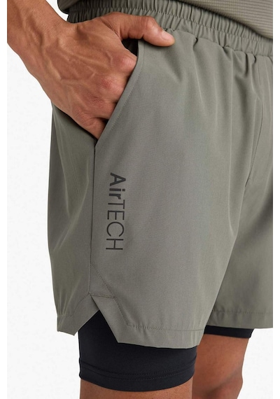 Defacto Defactofit Slim Fit Dar Kesim Sporcu İçi Taytlı Dokuma Şort F0010ax25aukh398 Haki