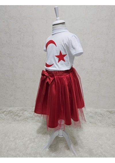 Ay Yıldızlı Tişört Kırmızı Tütü Etek Takım