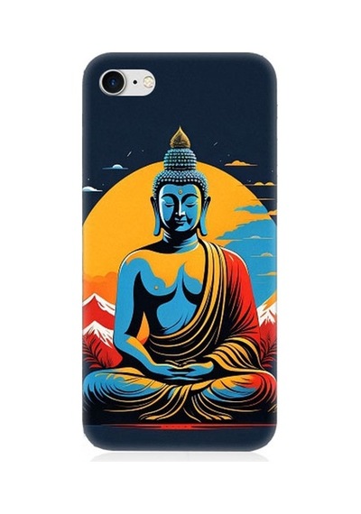 Apple Uyumlu iPhone 7 Soft Renklerle Budha Desenli Silikon Kılıf