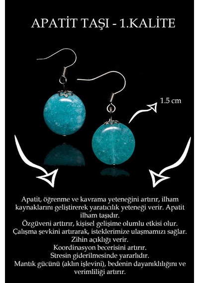 Sertifikalı Apatit Taşı Küpe - Hindistan Çok Renkli
