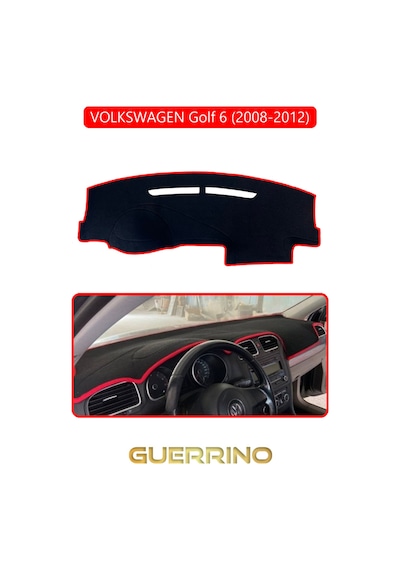 Volkswagen Golf 6 2008-2012 Torpido Koruma Halısı Kırmızı Kenar