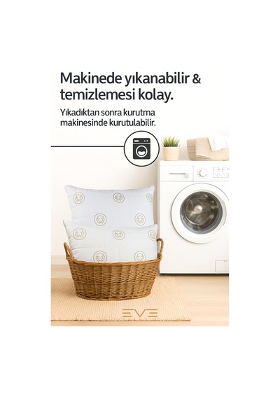 Diamond Desenli Antialerjik Yıkanabilir Nano Jel Yastık 1000 Gr 50x70 Cm Beyaz