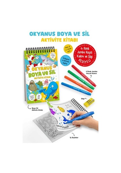 Okyanus - Boya Ve Sil Aktivite Kitabı / 3 Yaş +