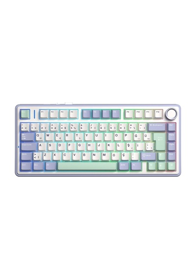 F75 Mekanik Rgb Tkl Graywood V4 Switch Kablosuz Makrolu Hot Swap Türkçe Q Klavye Pastel