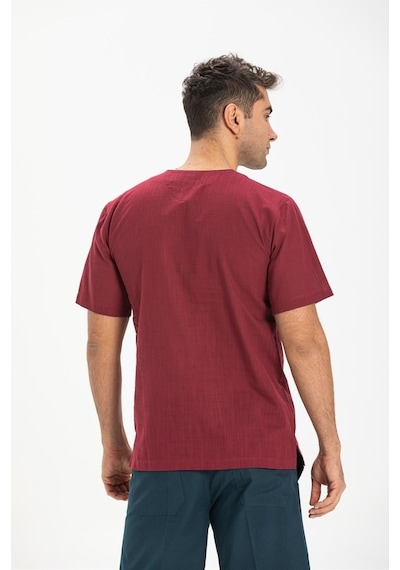 Kısa Kol Şile Bezi Zımbalı Erkek Tshirt Koyu Bordo 3068