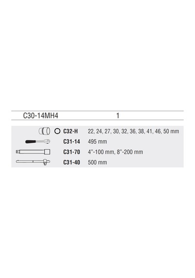 Ceta Form C30-14mh4 14 Parça 3/4 6 Köşe Lokma Takımı