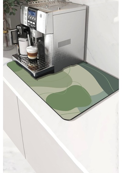 Valerine Life Kahve Makinesi Matı Sıvı Geçirmez Kaymaz Yıkanır Çaycı Çay Espresso Makinesi Pad 35x45 Yeşil
