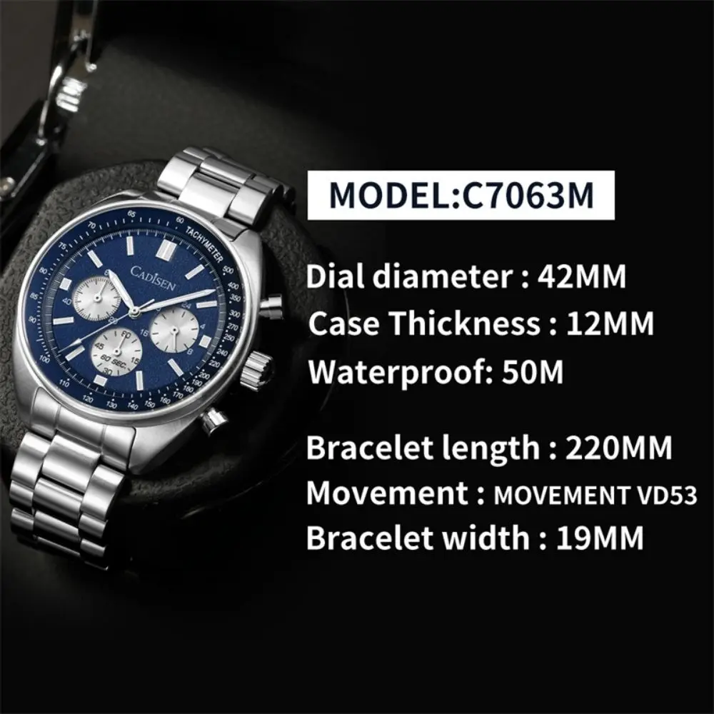 Cadisen C7063 40mm Safir Erkek Kol Saati Mavi