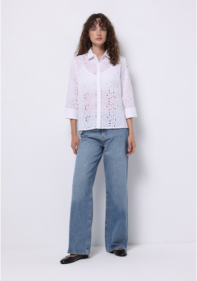 Colin's Colins Regular Fit Shirt Neck Nakışlı Kadın Beyaz Uzun Kol Gömlek Cl1074627 Q1.v1 Wht Beyaz