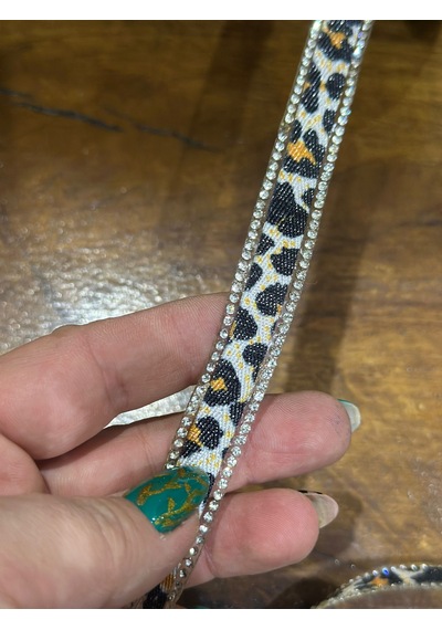 Ütü İle Yapışan Leopar Taşlı Dekoratif Şerit Bordüz En 1 Cm 1 Metre