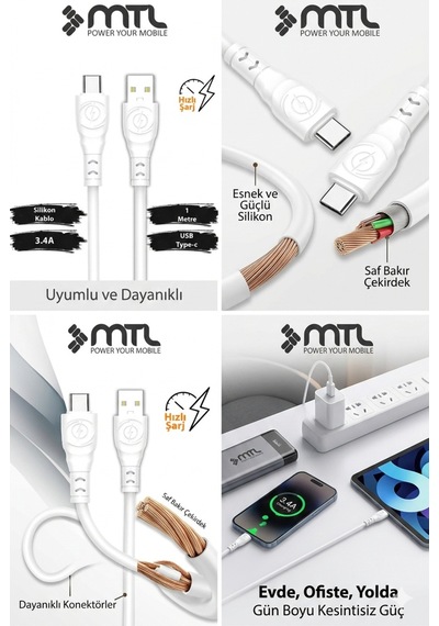 3.4a Usb To Type-c Ultra Hızlı Extra Yumuşak Dayanıklı Şarj Ve Data Kablosu Mt2472
